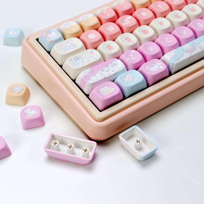 YMKPVR KBDiy Cute Rock Cat Keycaps Set 133 Keys KOA Profile Dye-Sublimation Kawaii Color Keycaps for Cherry Gateron MX Switches Gaming Mechanical Keyboards - Image 1